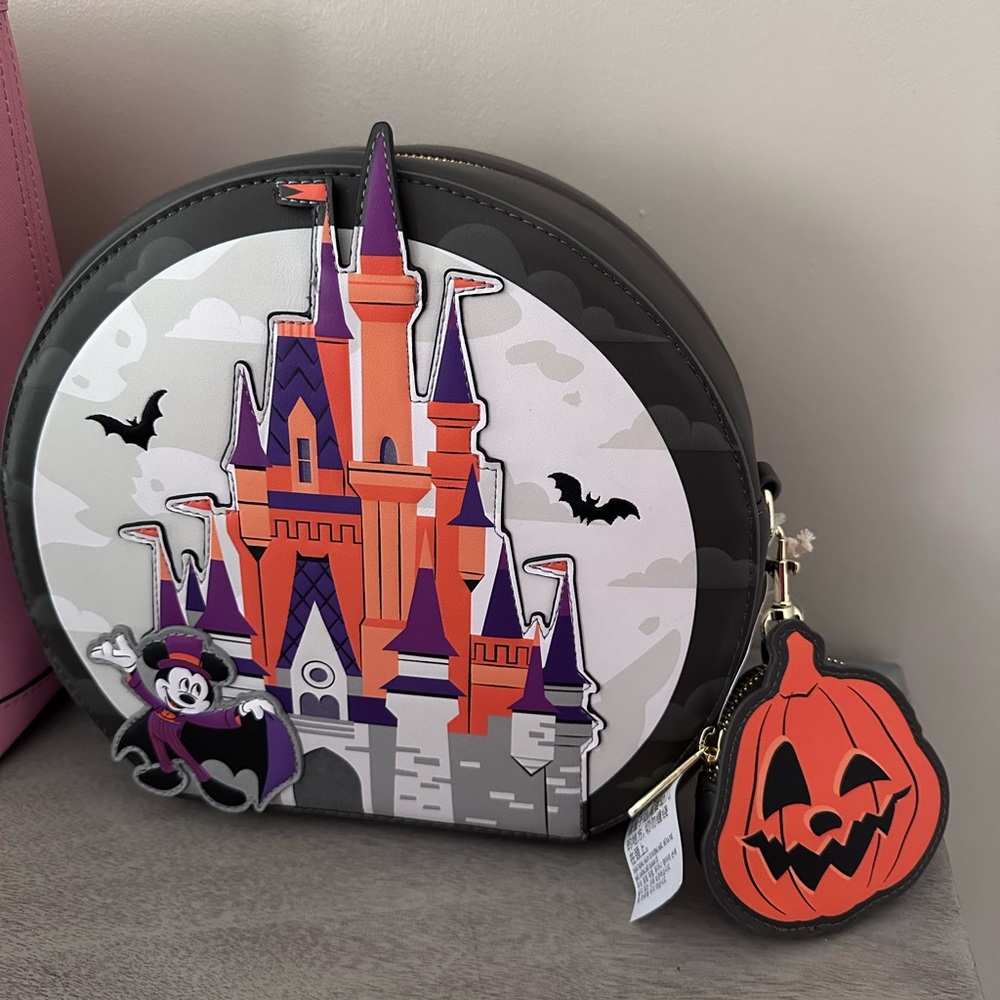 Halloween Castle Round Bag with Pumpkin Charm